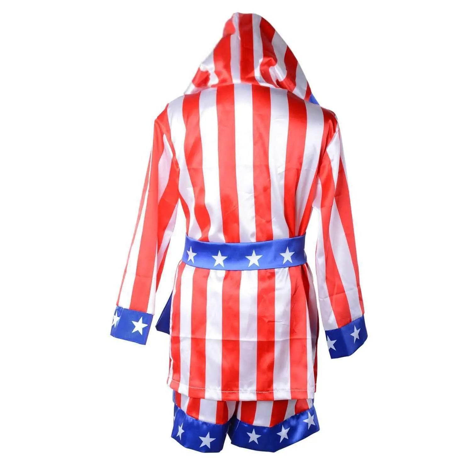 Boxer Cosplay Costume Rocky Balboa Suit Uniform American Star Stripes Robe Italian Boxing Outfit Set for Kids - zzcosplay