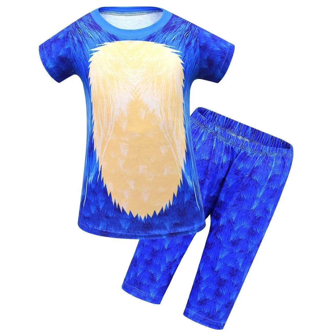 Boys Sonic the Hedgehog Print Costume Short sleeve Pants Suit - zzcosplay