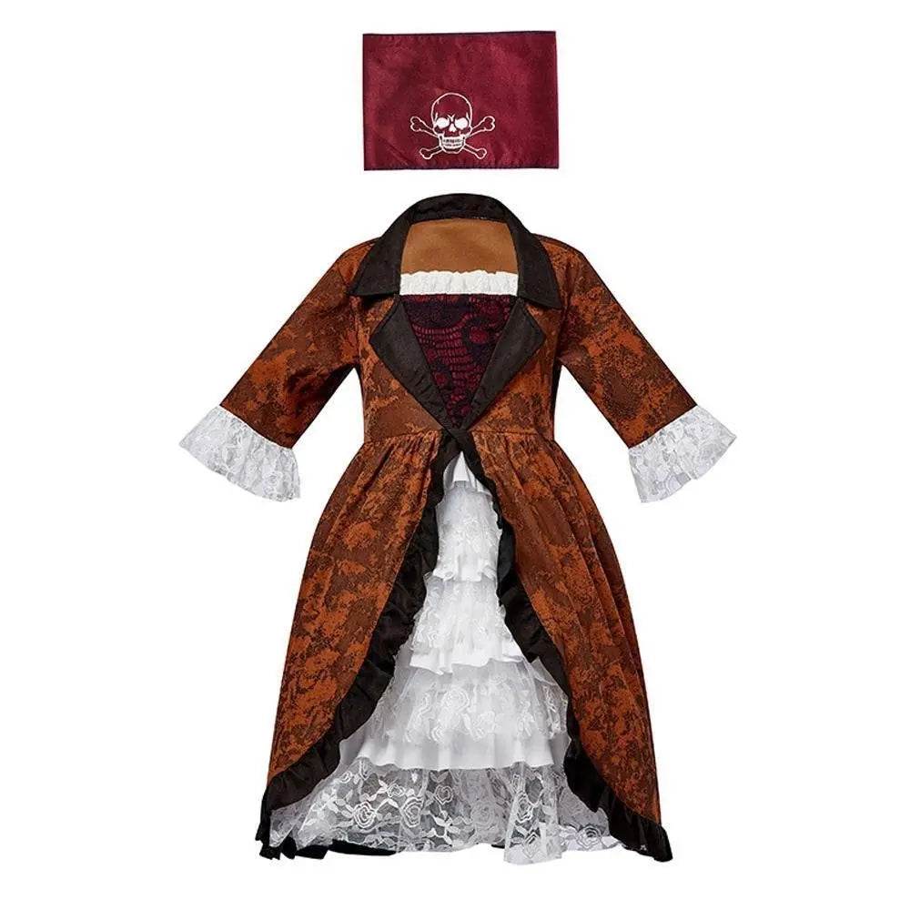 Caribbean Pirate Costume Queen Catrina Cosplay Fancy Dress Up Halloween Party Outfits - zzcosplay