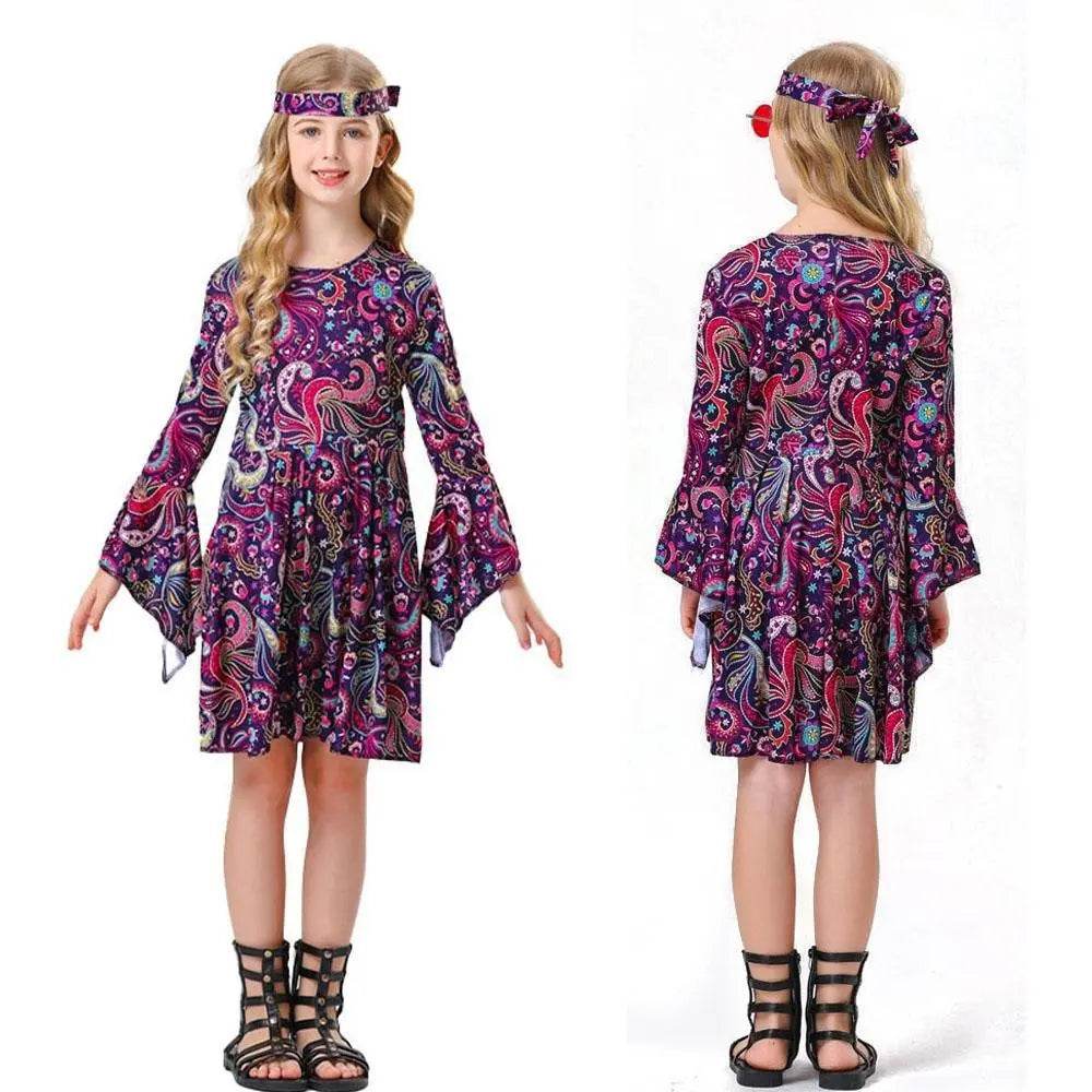 Children's 70s Retro Disco Hippie Fancy Dress Costumes Country Singer Cosplay - zzcosplay