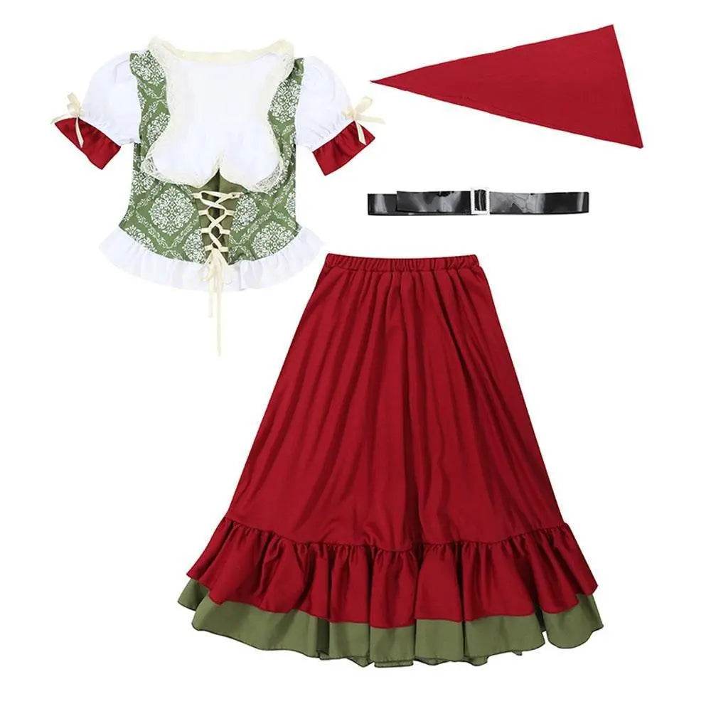 Children's Farm Oktoberfest Halloween Costume Wine Red Dance Skirt Outfit - zzcosplay