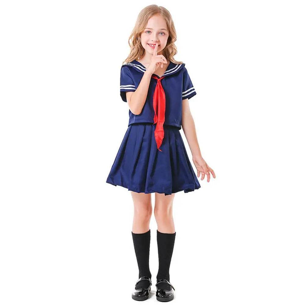 Children's Japanese anime style JK dark blue sailor costume - zzcosplay