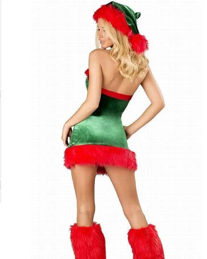 Christmas Sexy Green Tree Suit Santa Claus Costumes Adults Uniform - zzcosplay