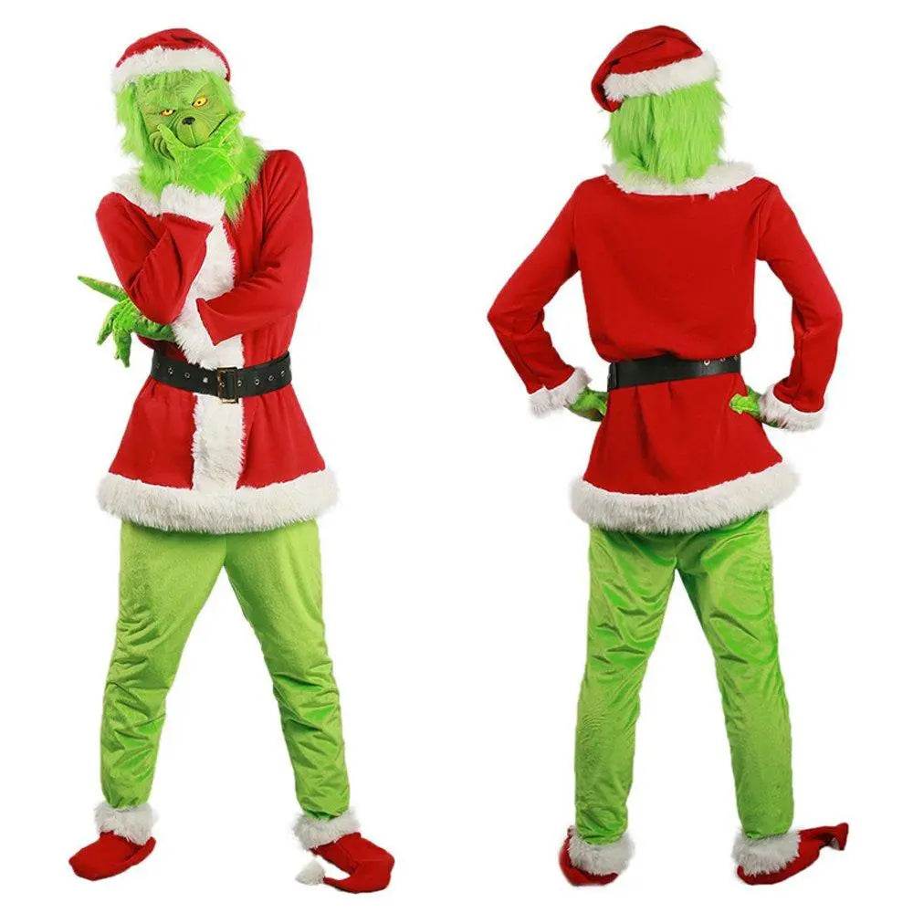 Christmas The Grinch Cosplay Costumes Party Performance Furry Santa Suit - zzcosplay