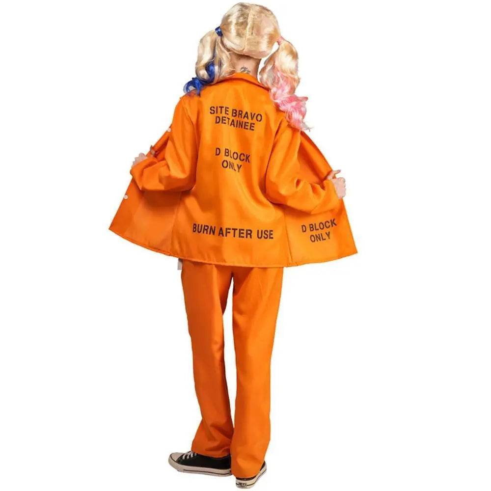 Escaped Prisoner Costume Cosplay Party Jumpsuit Uniform Suit Halloween For Men Women - zzcosplay