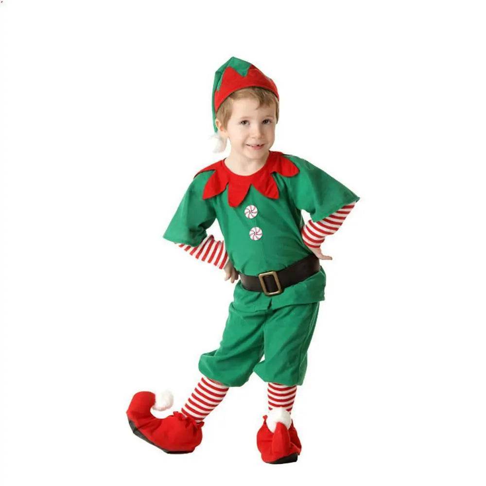 Family Matching Costume Christmas Suit Green Elf Santa Claus Outfits - zzcosplay