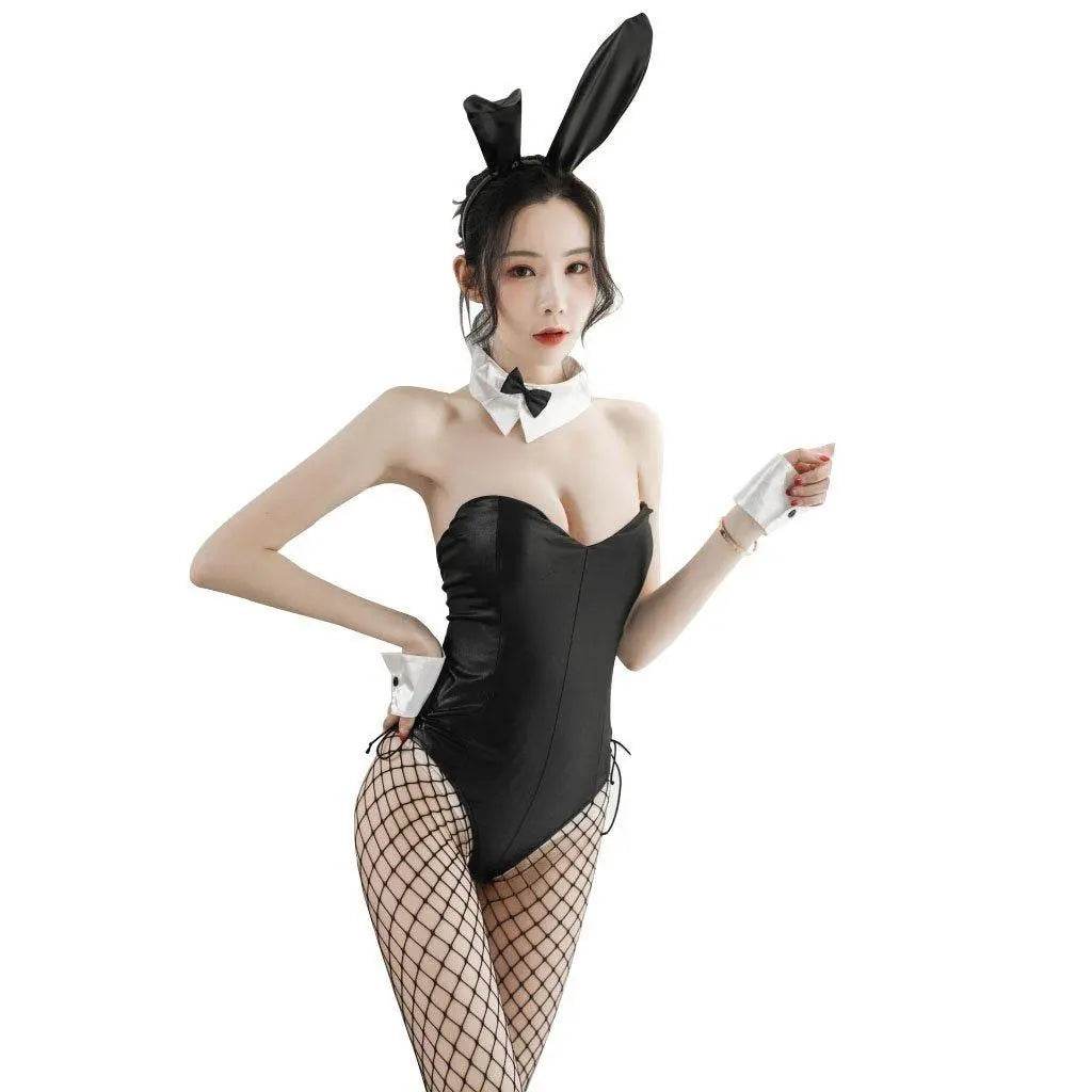 Fever Bunny Costume jumpsuit Patent leather uniform - zzcosplay