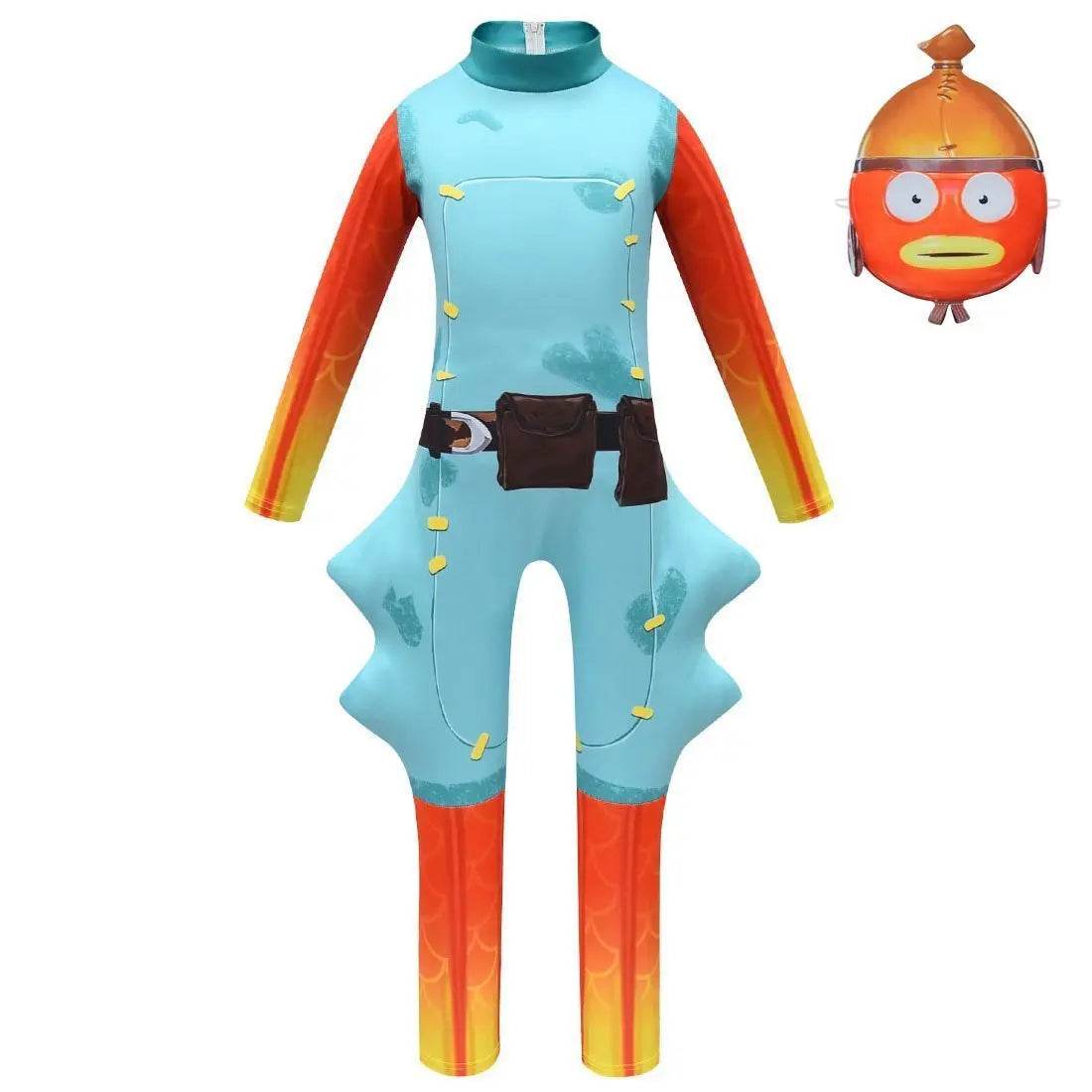 Fortnite Fishstick Cosplay Halloween Costumes Fish Jumpsuit - zzcosplay