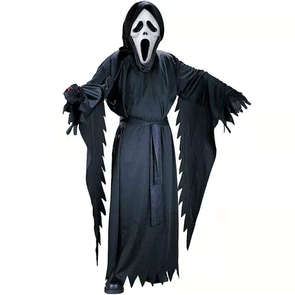 Ghost Face Bleeding Scream Zombie Cosplay Costume Halloween Party Outfit Dress Up For Adult Kids - zzcosplay