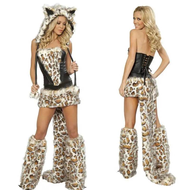 Halloween Leopard Wolf Furry Animal Cosplay Costume Fancy Dress - zzcosplay
