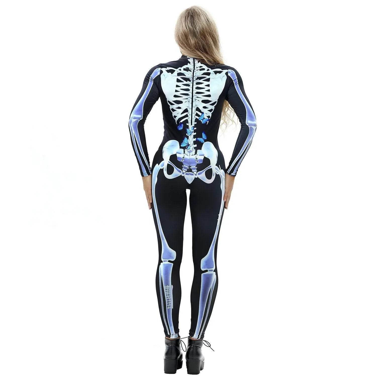 Halloween Skeleton Cosplay Costume Bodycon Jumpsuit for Women - zzcosplay
