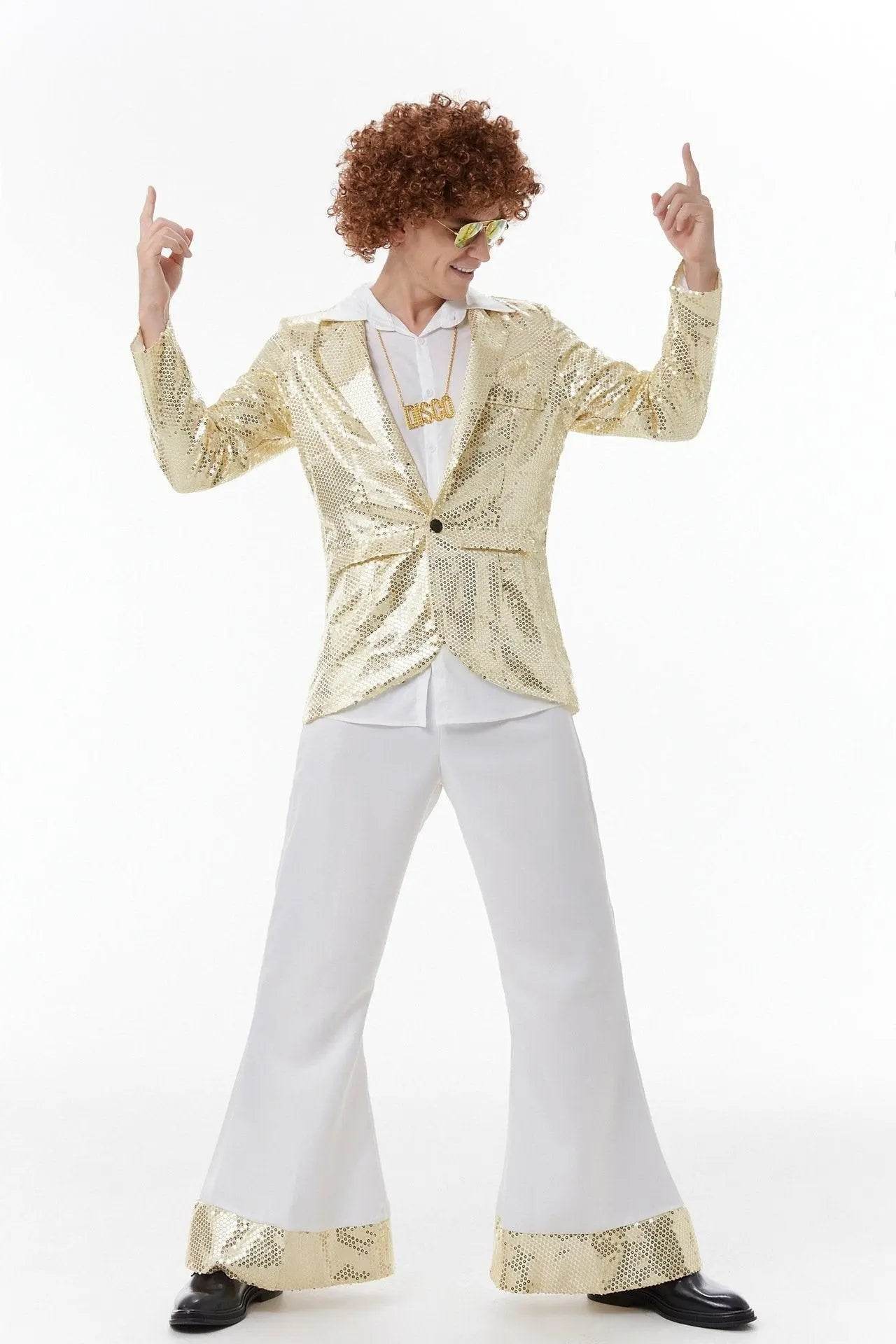 Halloween cosplay Adult retro 70s disco Hippie Fancy Dress Costume - zzcosplay