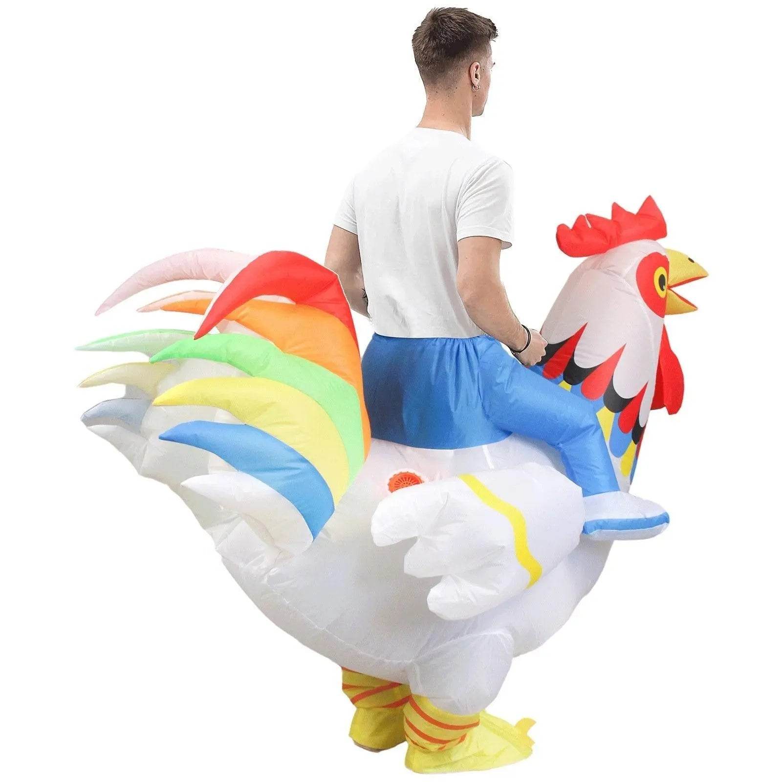 Hilarious Inflatable Red and White Rooster Costume Adult Halloween Party Mascot Outfit - zzcosplay