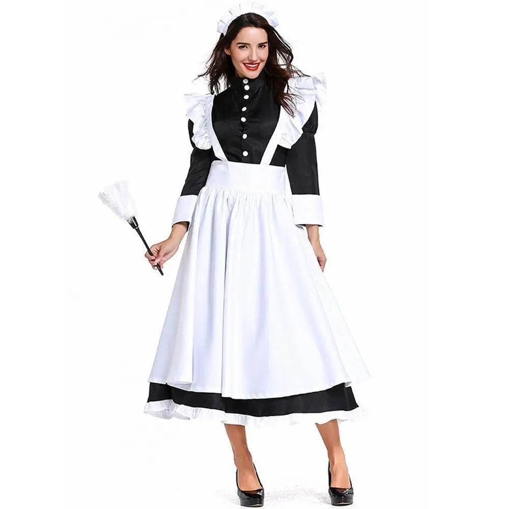 Housekeeper French maid costume German maid costume black and white long skirt unisex - zzcosplay