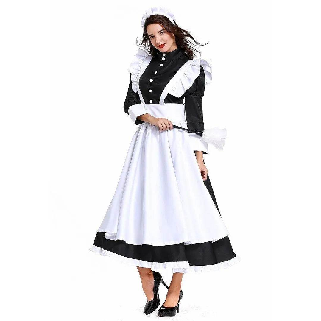 Housekeeper French maid costume German maid costume black and white long skirt unisex - zzcosplay