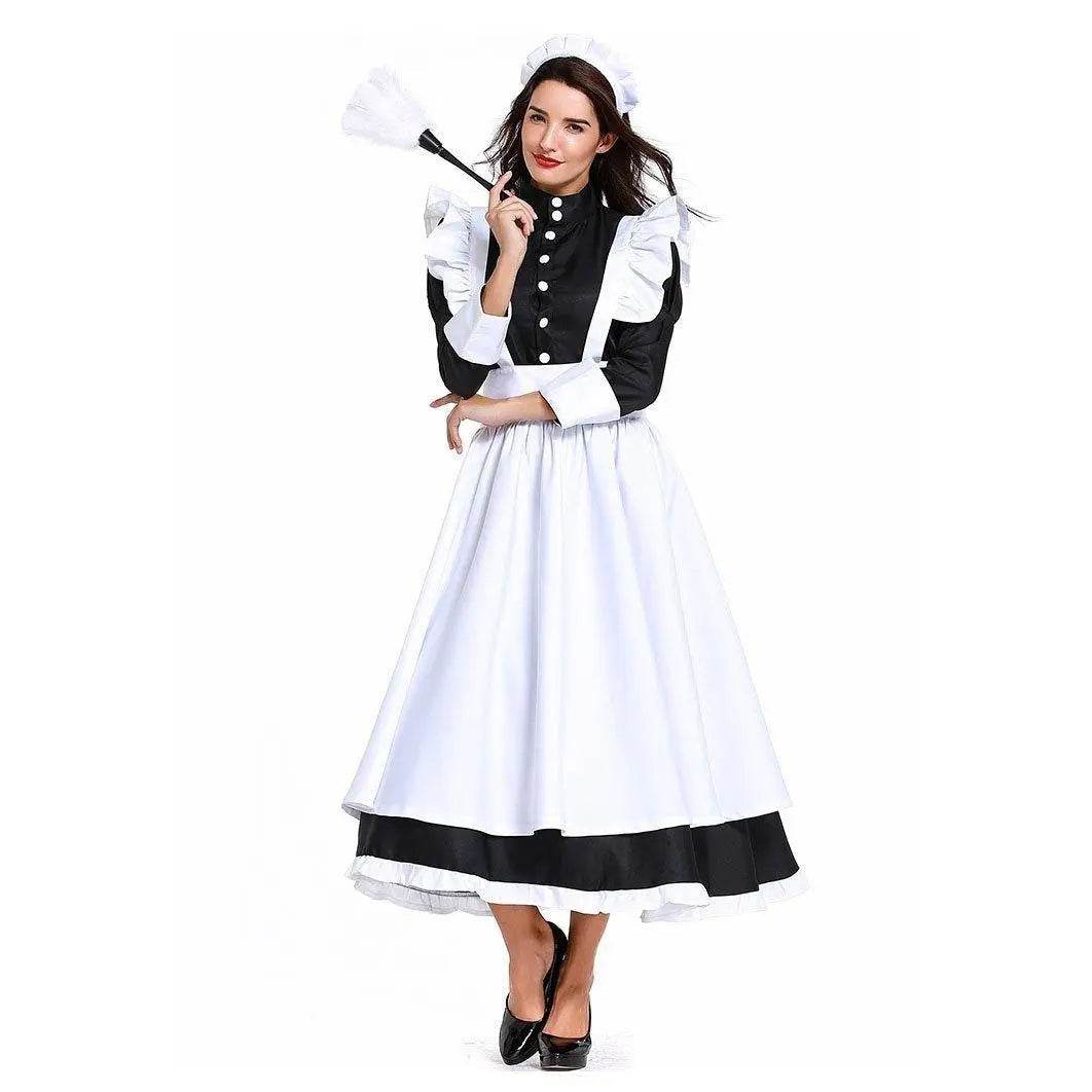 Housekeeper French maid costume German maid costume black and white long skirt unisex - zzcosplay