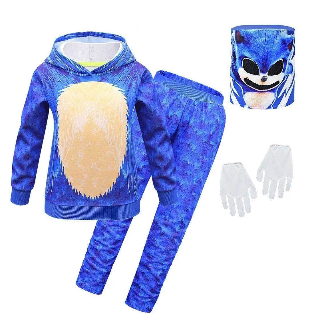 Kids Anime Sonic The Hedgehog Costume Game Halloween Boy Girls Hoodies Pants Sets Outfits - zzcosplay