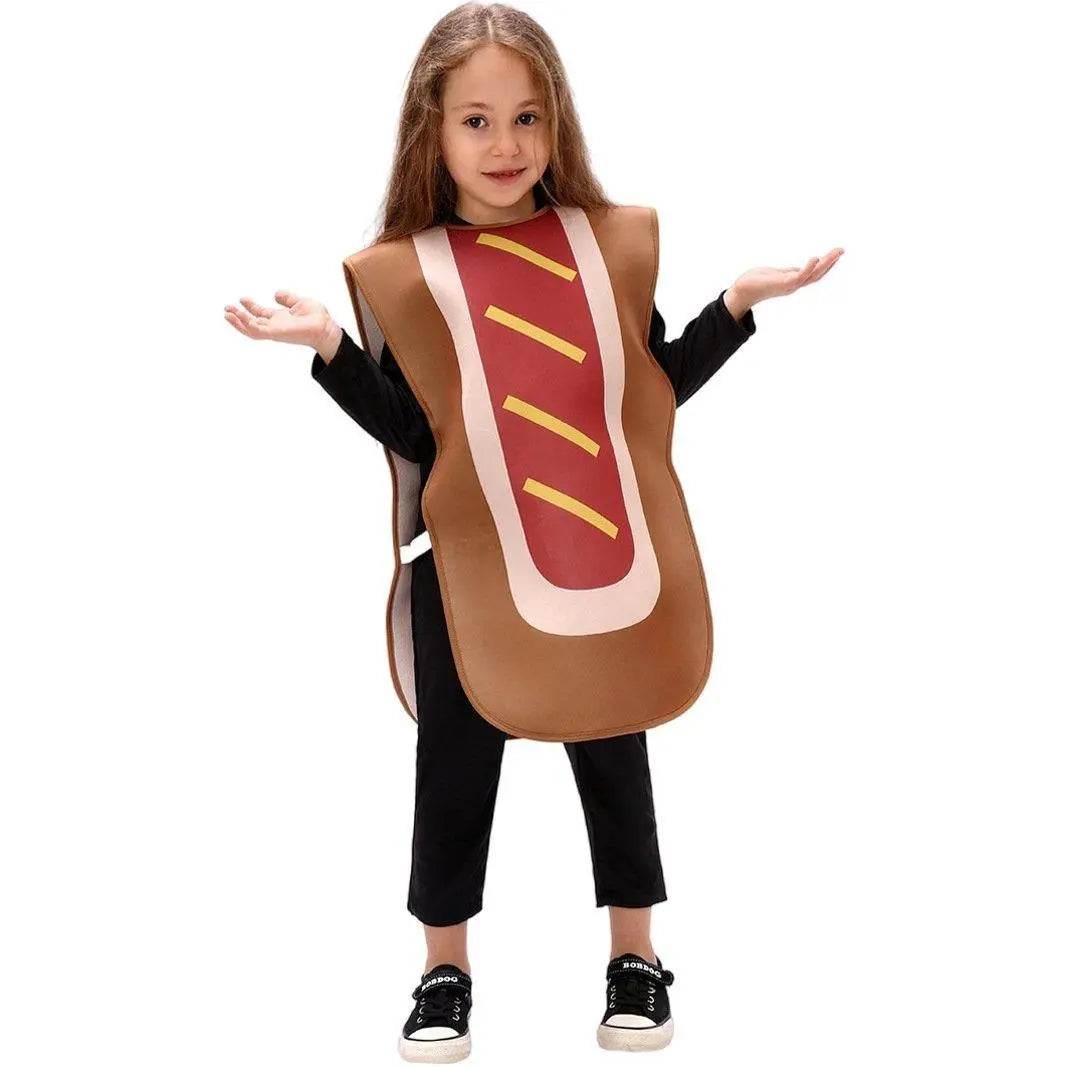 Kids Bun Hot Dog Onesie Funny Novelty Halloween Cosplay Party Costume - zzcosplay