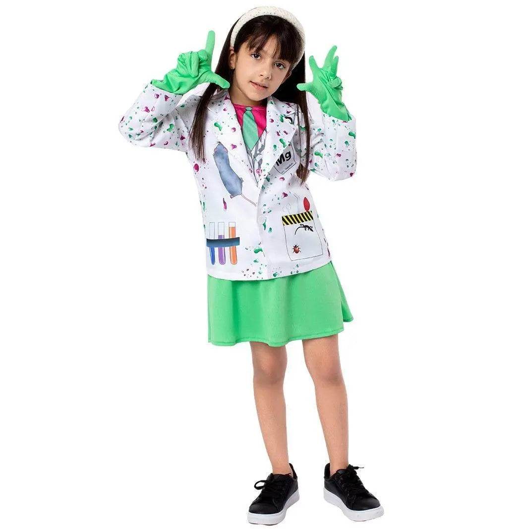 Kids Scientist Halloween Costume Funny Role Play Outfit for Girls' Stage Performances - zzcosplay