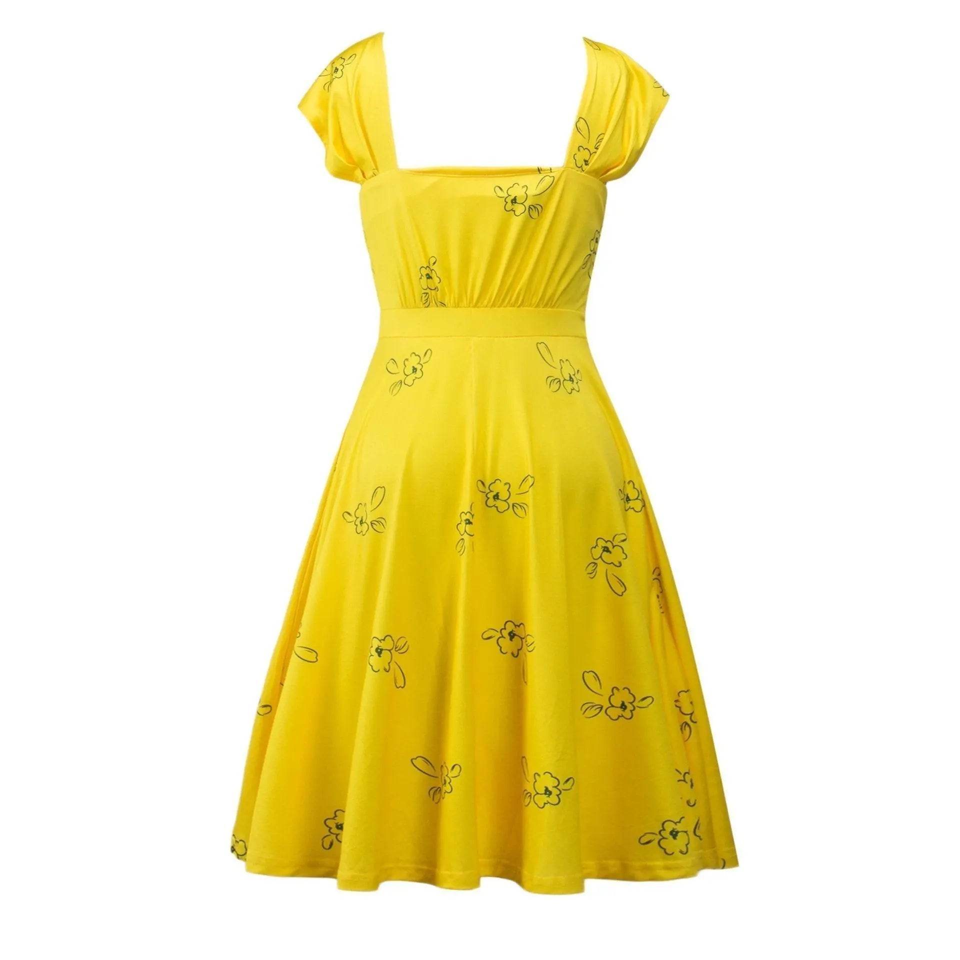 La La Land Emma Stone Actress Yellow Dress Movie Cosplay Costume - zzcosplay