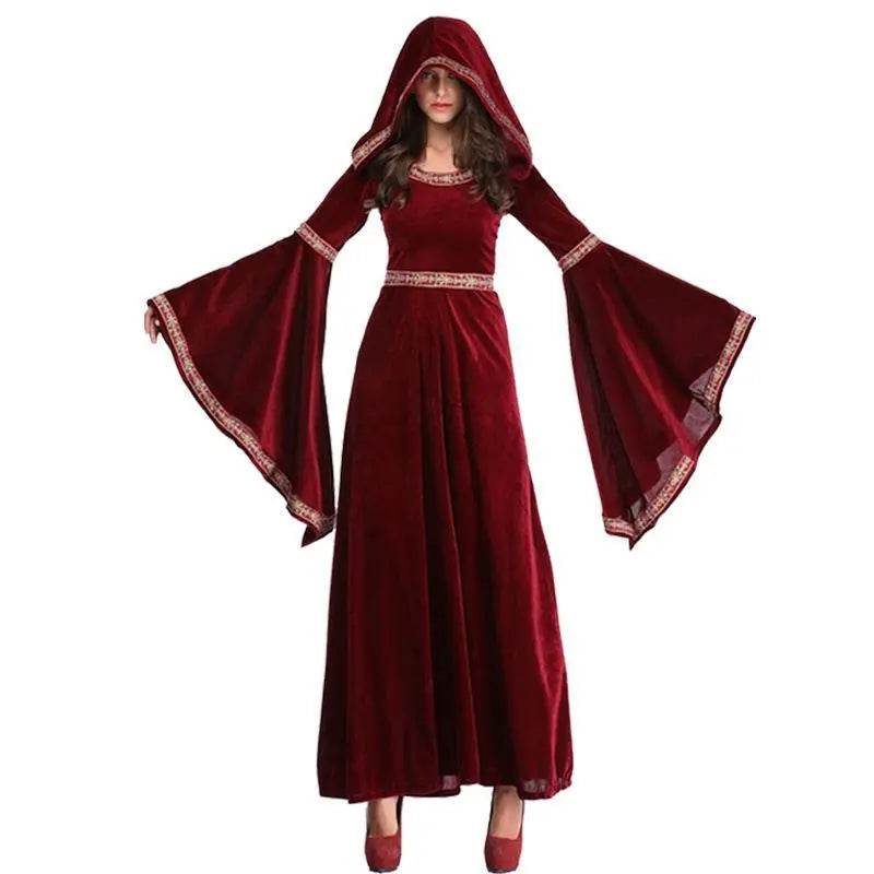 Medieval Halloween costume Victorian dress Renaissance burgundy dress - zzcosplay