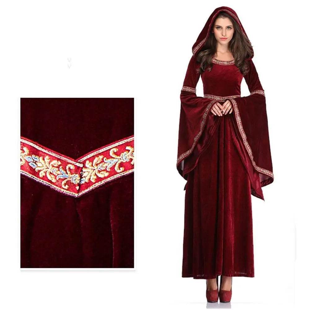 Medieval Halloween costume Victorian dress Renaissance burgundy dress - zzcosplay