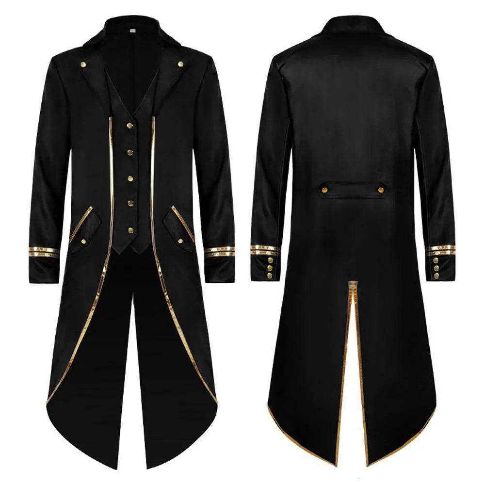 Medieval Steampunk Tailcoat Halloween Costumes Vampire Gothic Jackets Vintage Coat for Men - zzcosplay