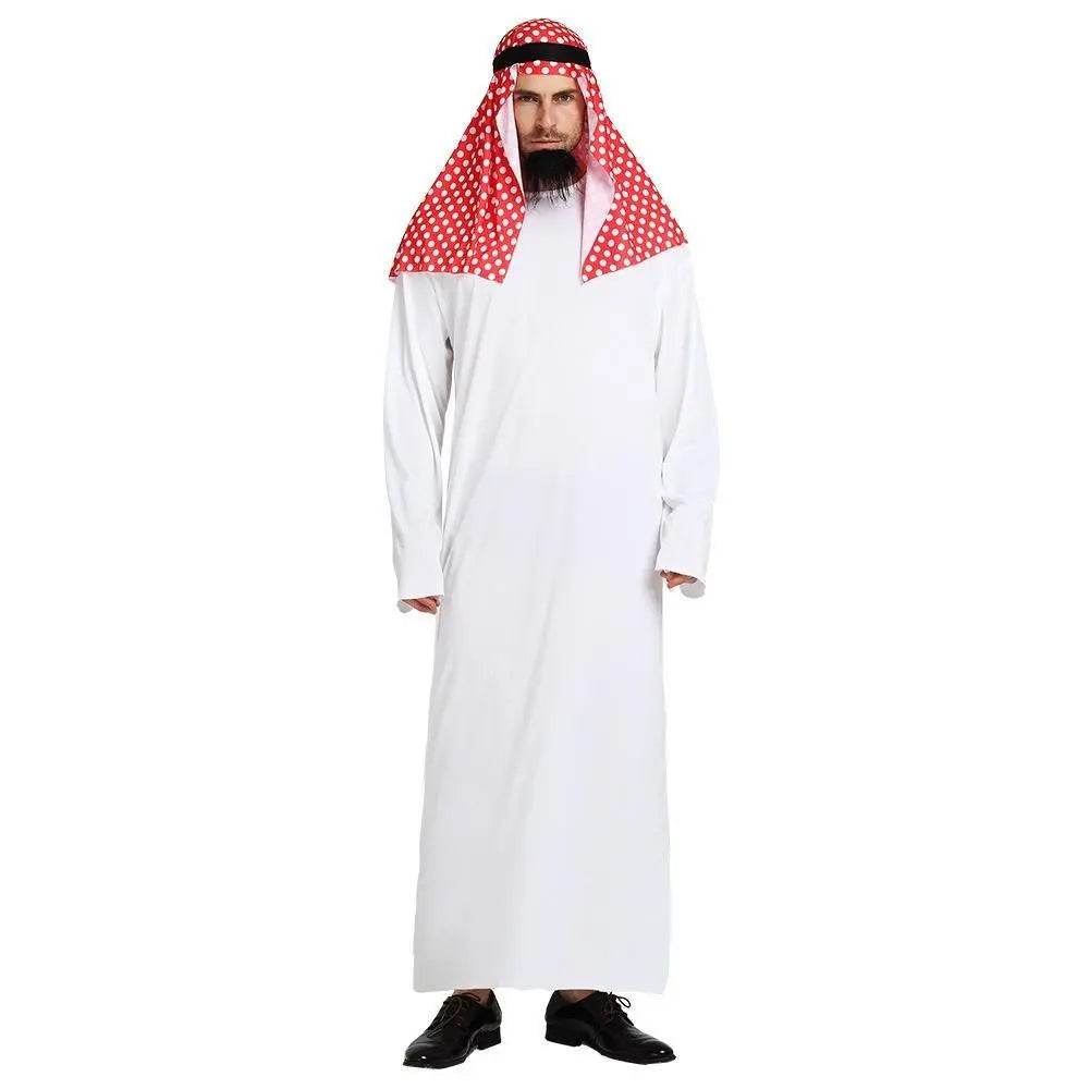 Middle East Dubai Prince adult male White Arab Red turban performance stage costume Cosplay - zzcosplay