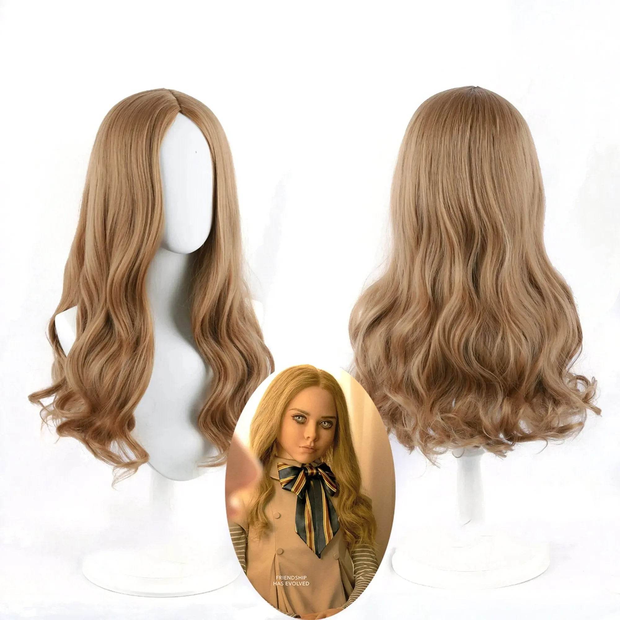 Movie m3gan doll costume wig Long Curly Cosplay Wig for Women - zzcosplay