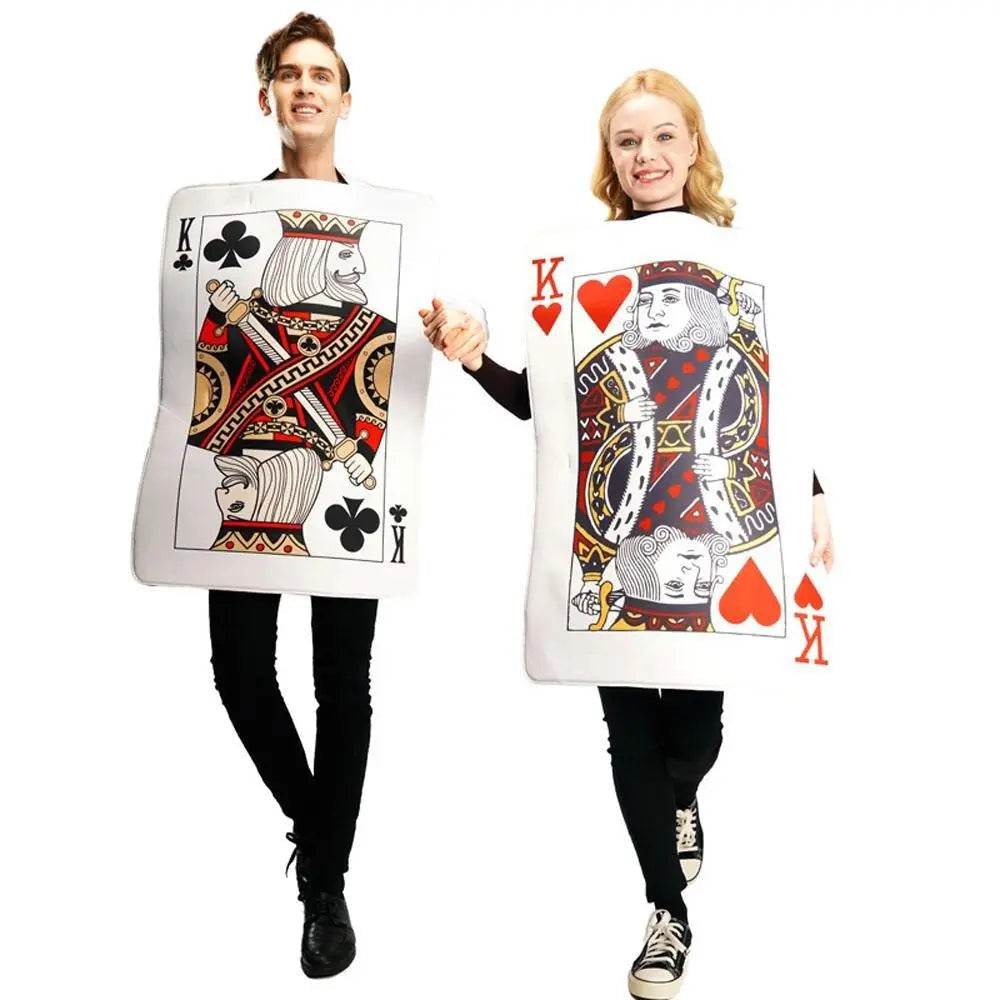 Poker Couples Funny Queen Clubs King of Hearts Cosplay Costume Halloween Carnival Suit - zzcosplay