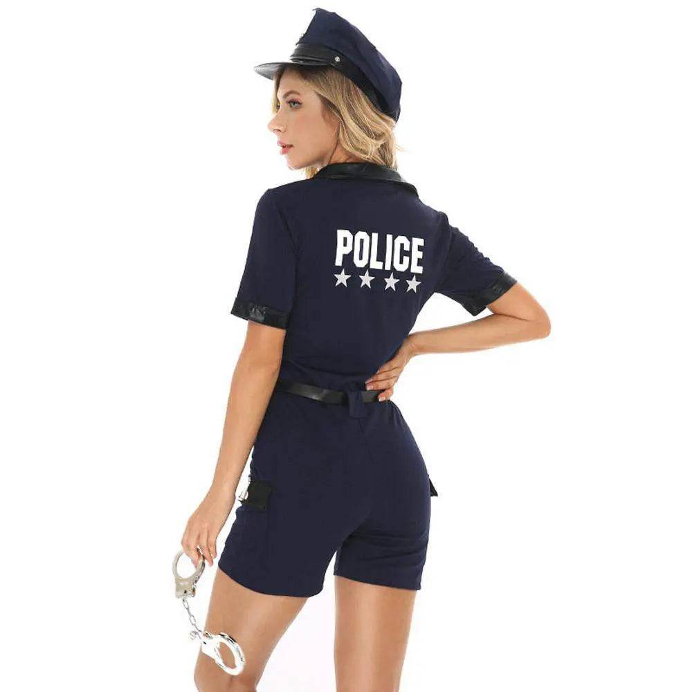 Policewoman Uniform Cosplay Costume jumpsuits onesies Clothing Cop Halloween Party Dress Up For Women - zzcosplay