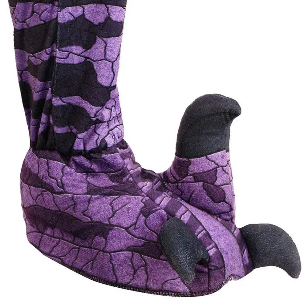 Ravenous Raptor Dinosaur Cosplay Costume Purple Hooded Jumpsuit Outfit Halloween for Kids - zzcosplay