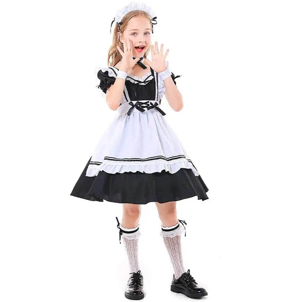 Role maid Costumes Kids playing black and white maid suit - zzcosplay