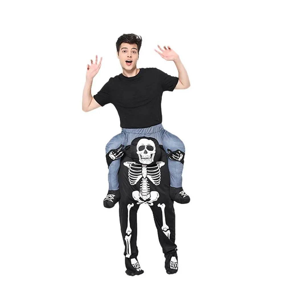 Skeleton Cosplay Costume Skull Shoulder Carry Halloween Party Stage Outfit Dress Up for Adults - zzcosplay