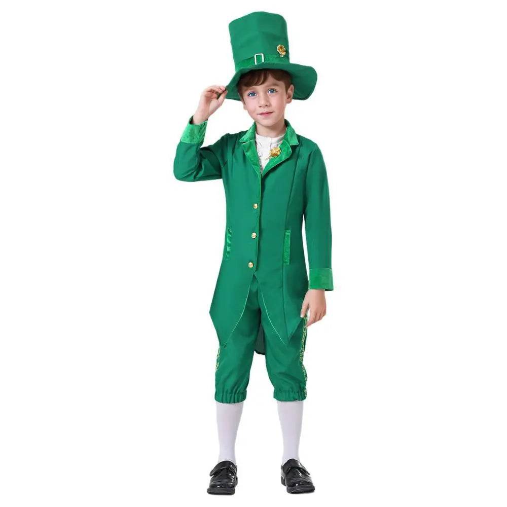 St Patrick's Day Kids Green Dress Party Cosplay Costume Carnival Suit - zzcosplay