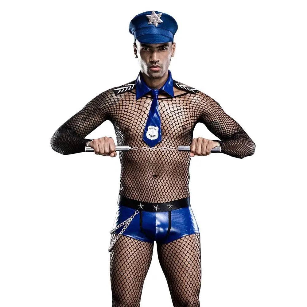 Stag Do Men Blue Police Night Club Costume - zzcosplay