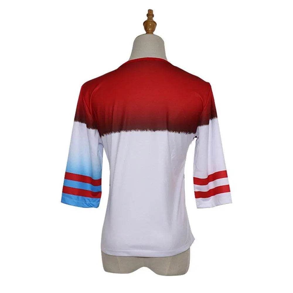 Suicide Squad Harley Quinn Cosplay Costume T-shirt Halloween Queen Outfit - zzcosplay