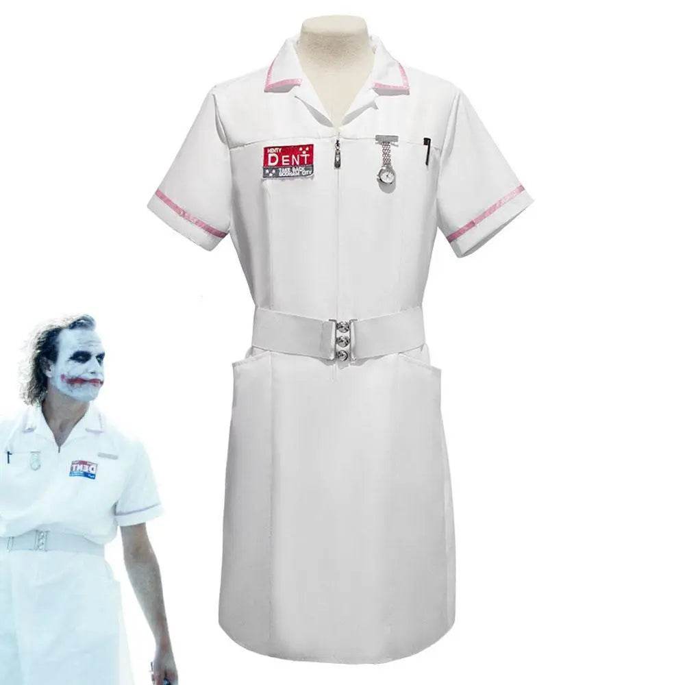 The Dark Knight Joker Cosplay Costume Nurse Uniform Set Adult Halloween Dress Set - zzcosplay