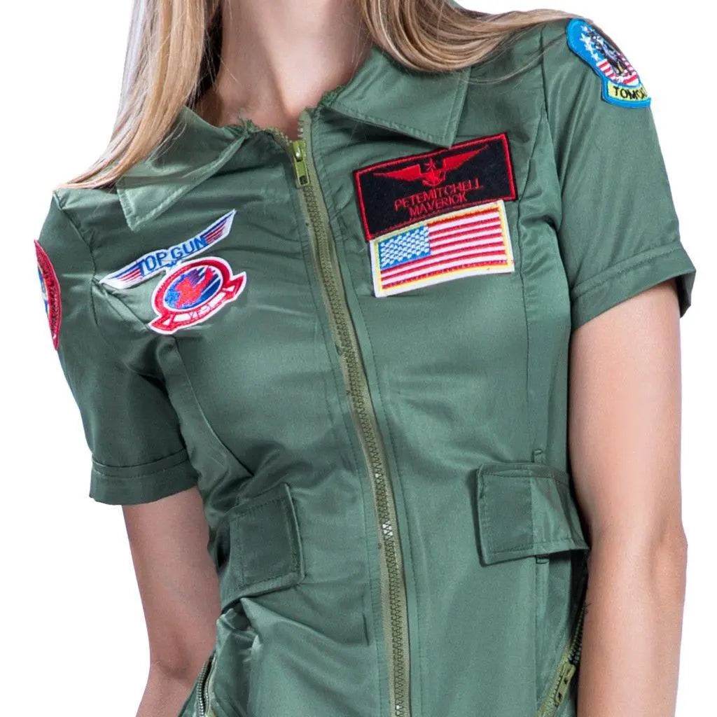 Top Gun Deluxe Ladies Uniform Costume Party Fancy Dress American Female Pilot Captain - zzcosplay