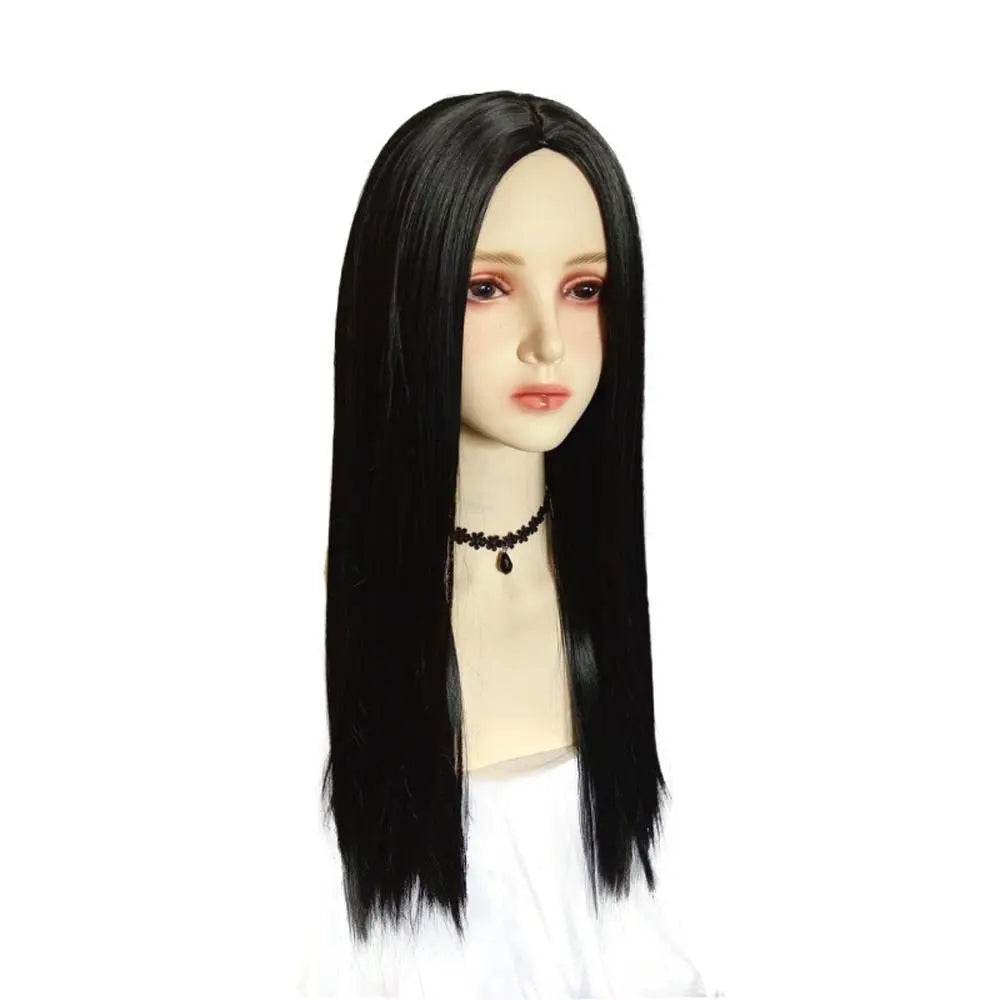 Wednesday's Mom Wig The Addams Family Cosplay Black Middle Parted Straight Wig For Adult - zzcosplay