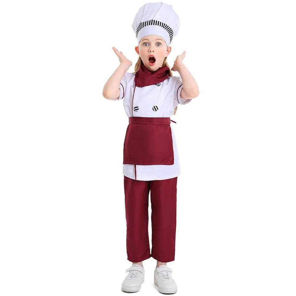 Western pastry chef costume for Kids Apron and Hat Set Cooking Baking - zzcosplay