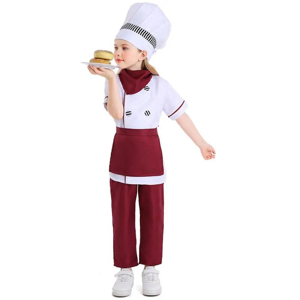Western pastry chef costume for Kids Apron and Hat Set Cooking Baking - zzcosplay