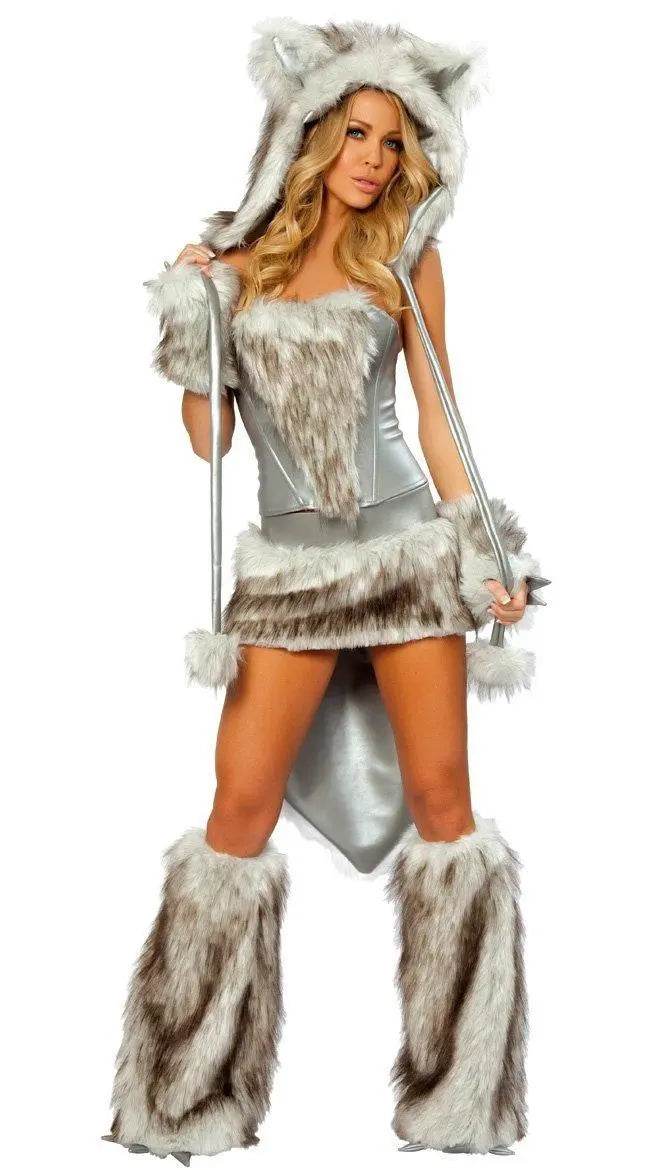 Catwoman Faux Fur Furry Animal Halloween Costume Cosplay Fancy Dress Women - zzcosplay