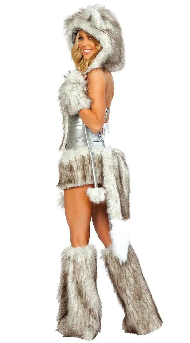 Catwoman Faux Fur Furry Animal Halloween Costume Cosplay Fancy Dress Women - zzcosplay