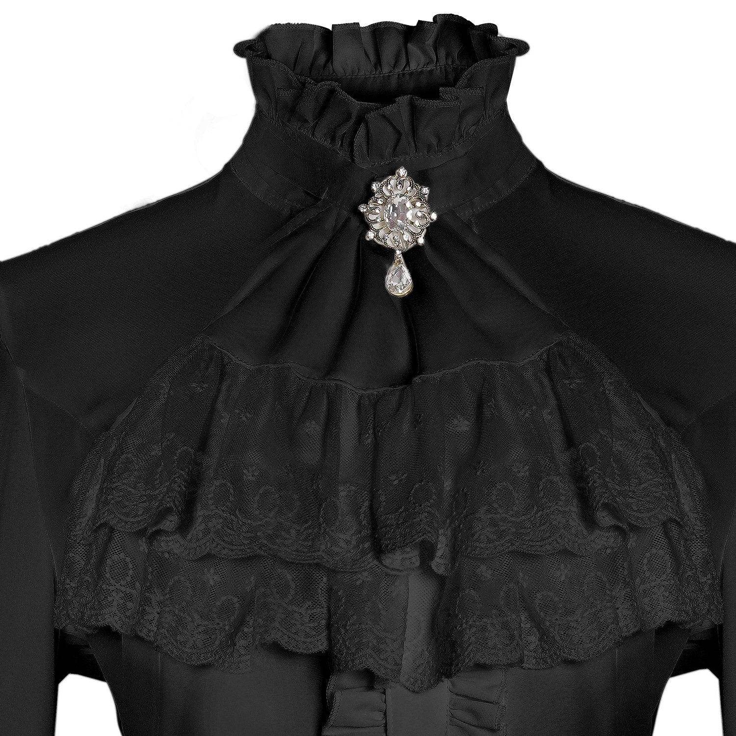 Women's Lolita Palace Retro Blouse Long Bell Sleeve Ruffled Shirt - zzcosplay
