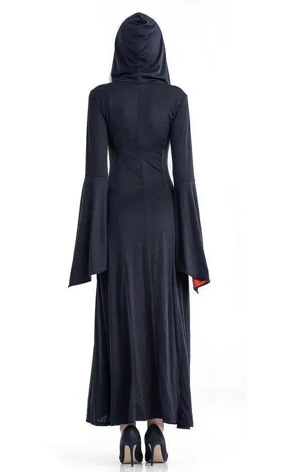 Women's Medieval Vintage Demon Hooded Witch Dress Cosplay Costume Halloween Renaissance Gothic - zzcosplay