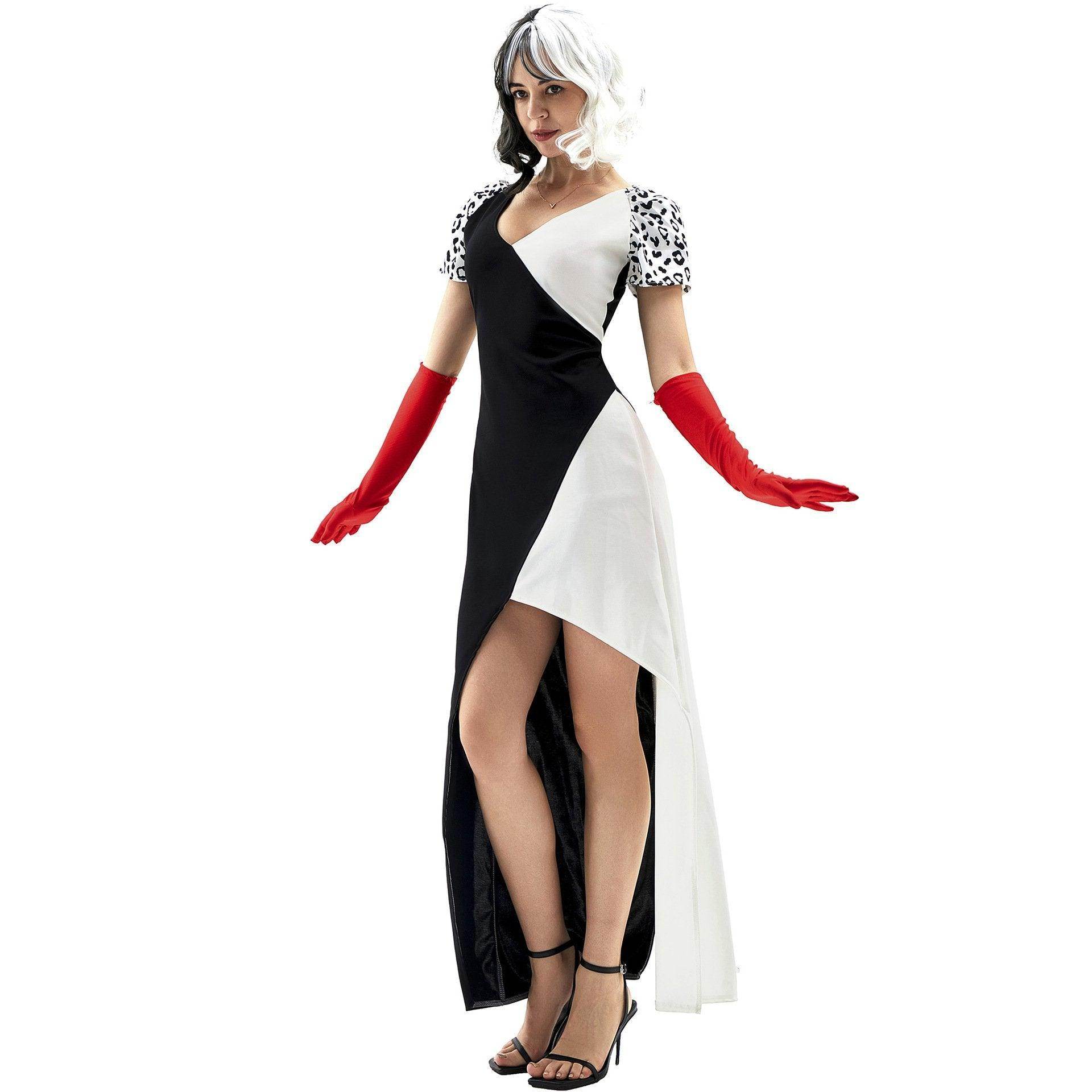 Cruella Duster Stage Costume Dress Adult Halloween Women - zzcosplay