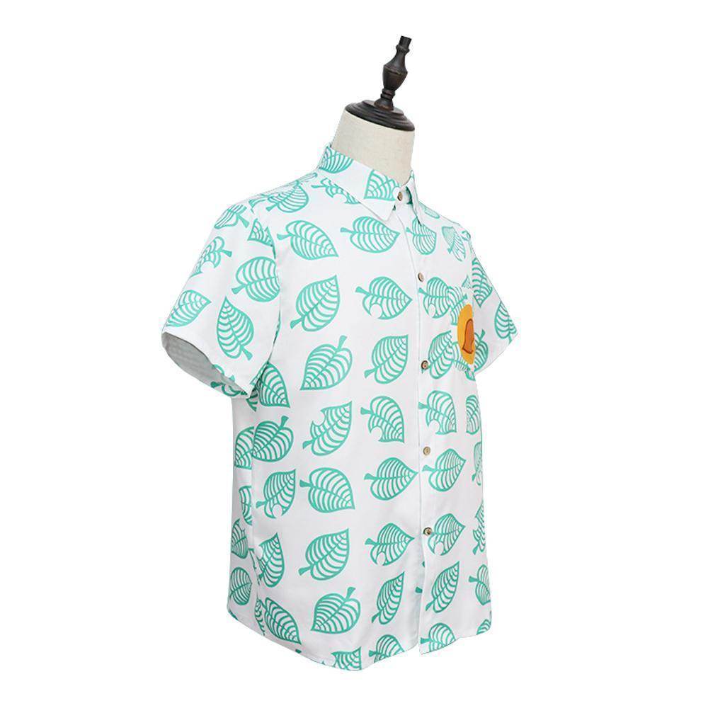 Animal Crossing Button Up Shirt Costume Cosplay Leaf Tee Shirts Top Halloween Outfit Dress Up For Adults - zzcosplay