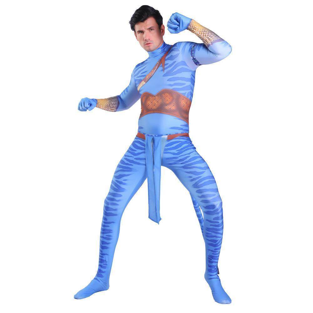 Avatar 2 Neytiri Battle Costume Tail Suit Unisex Jumpsuit Halloween Cosplay Zentai Bodysuit for Adult Kids - zzcosplay