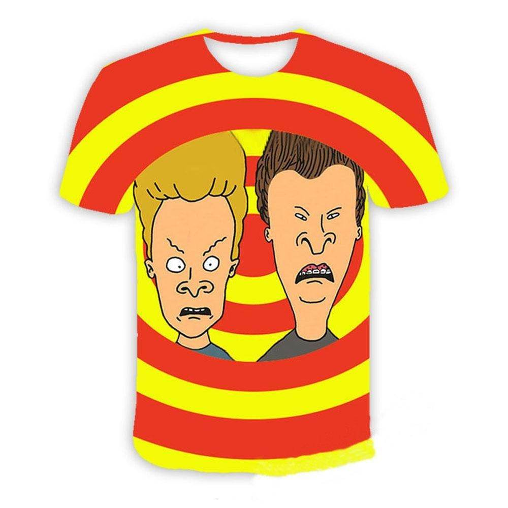 Beavis and butthead costumes round neck short sleeve men's 3D T-shirt - zzcosplay